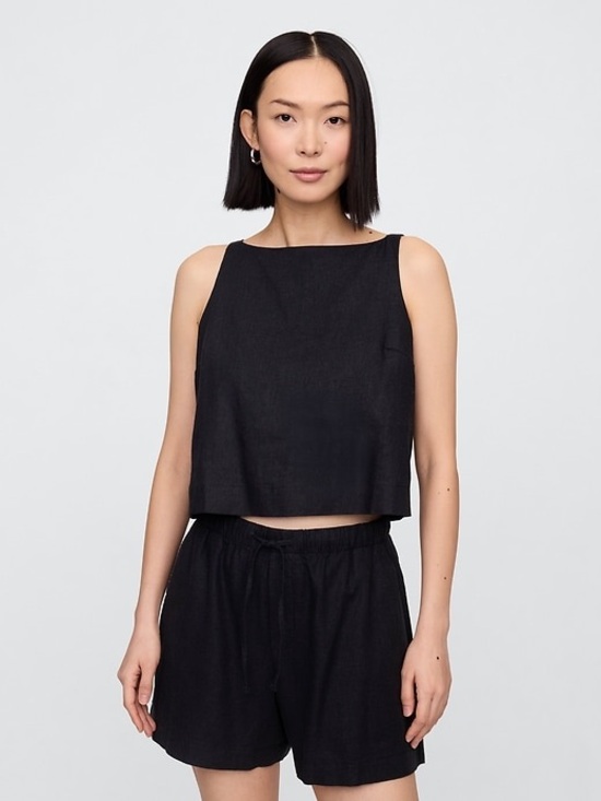 GAP Other - Black Linen-Blend Cropped Tank Top and Shorts Set